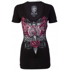 Rebel Saints AFFLICTION Women T-Shirt WILD DIVA Biker BKE Buckle Sinful